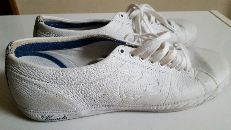 lacoste mens riberac leather trainers white